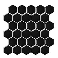 Black 2" x 2" Matte Hexagon Mosaic