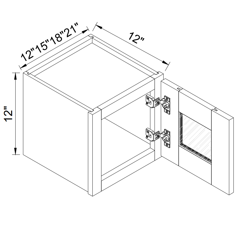 12"H Single Glass Door Wall Cabinet - W1512GD
