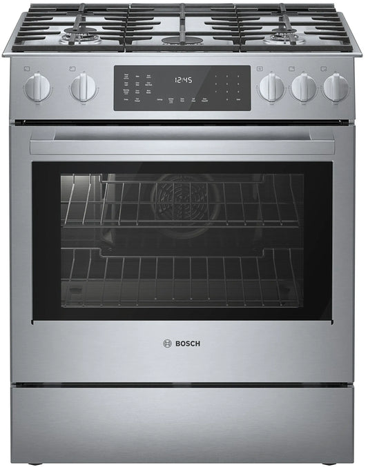 Bosch Benchmark® 30" Dual Fuel Slide-In Range – Stainless Steel – HDIP056U