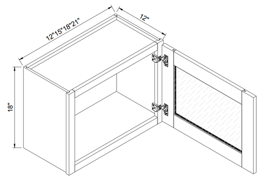 18"H Single Glass Door Wall Cabinet - W2118GD