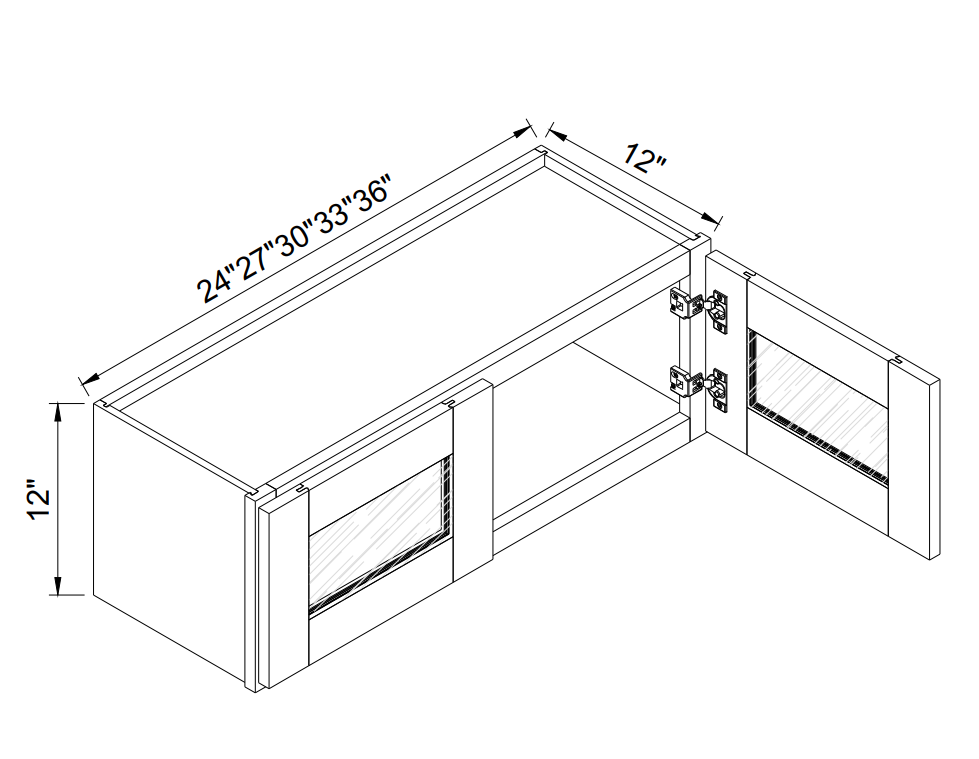 12"H Double Glass Door Wall Cabinet - W2412GD