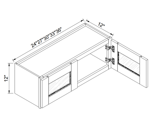 12"H Double Glass Door Wall Cabinet - W2412GD