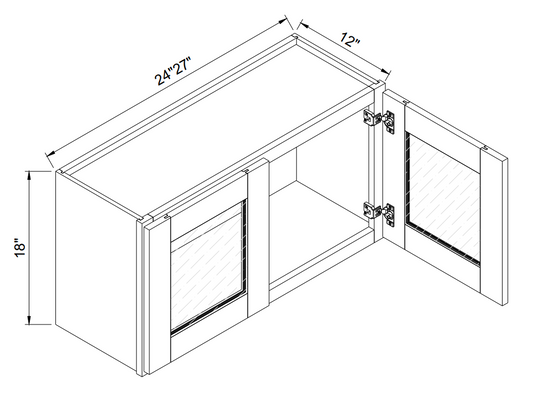 18"H Double Glass Door Wall Cabinet - W2718GD